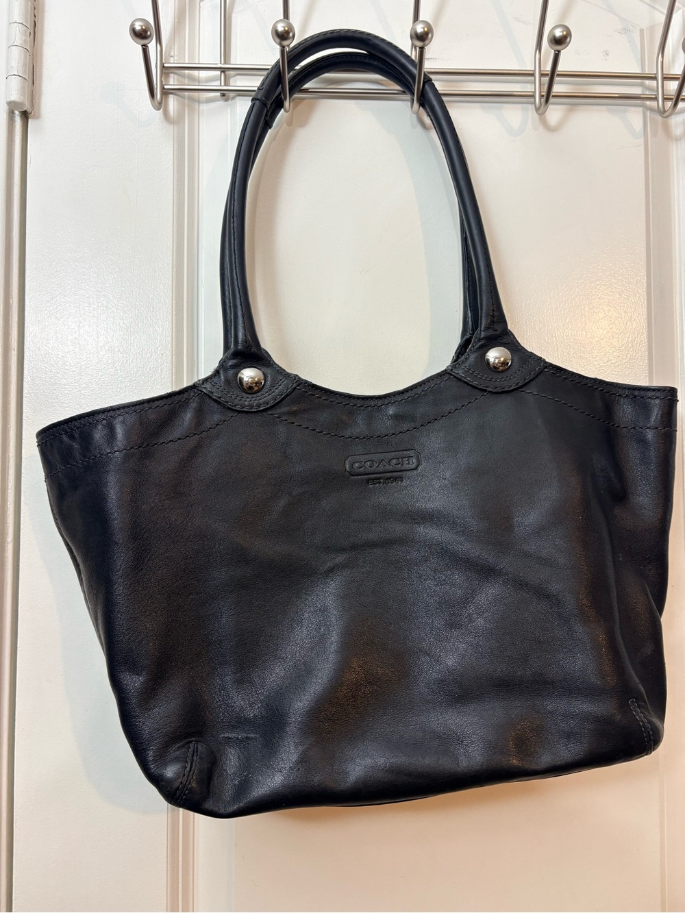 Coach Legacy Leather Medium Zip Top Tote Bag Black Multi Stripe 2009